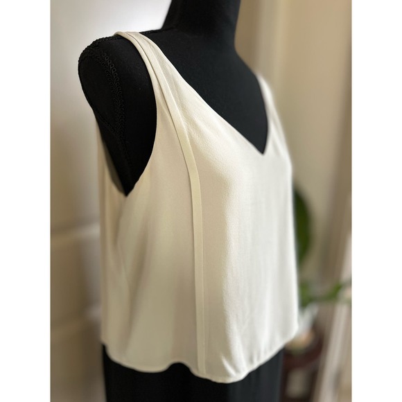 Eileen Fisher Two-Tone Silk Shift Dress in Bone Black Sz. Small - Picture 2 of 12